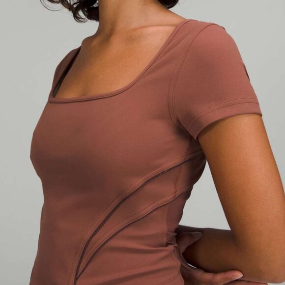 lululemon Square Neck Mesh and Nulu Yoga T-Shirt - Picture 2 of 11